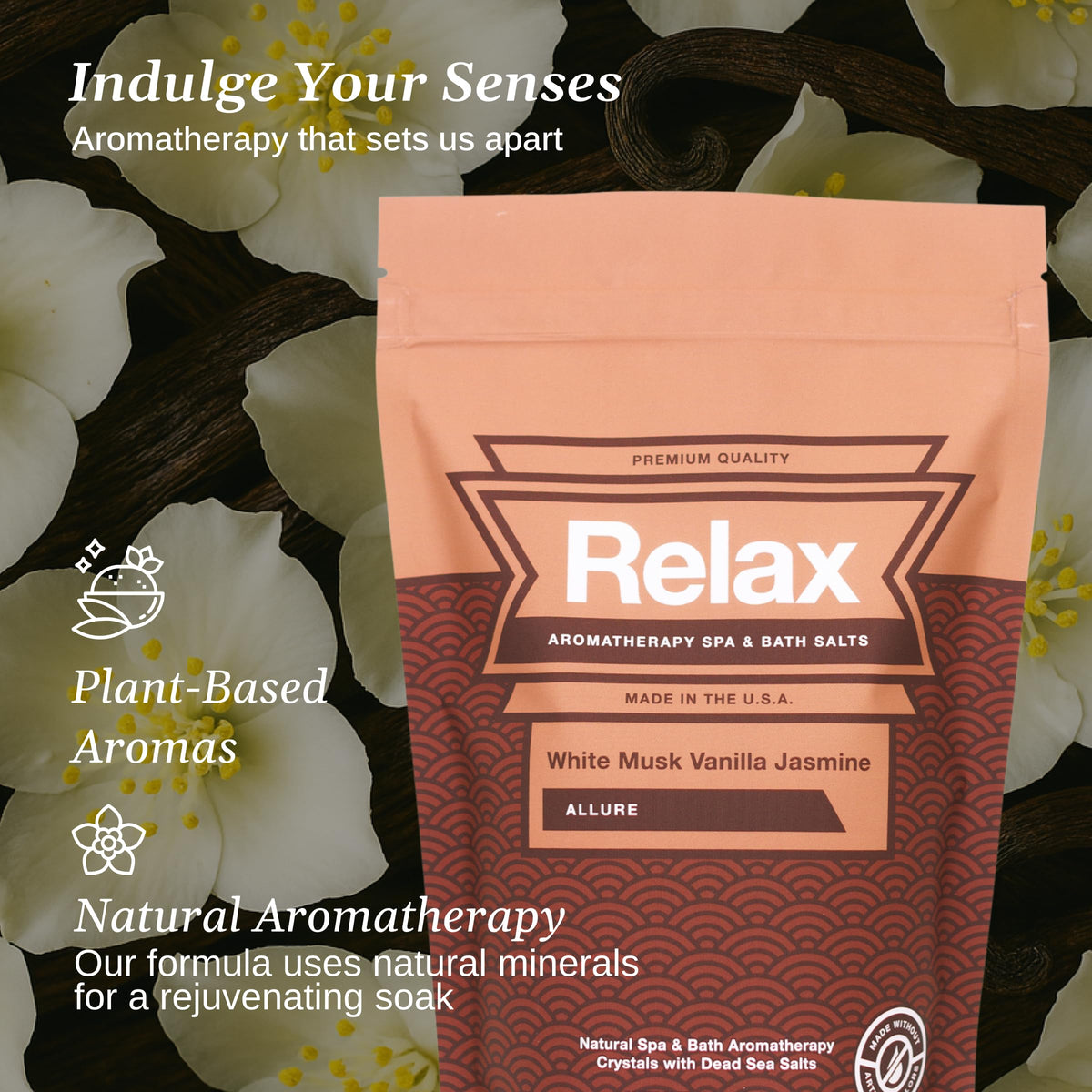 White Musk Vanilla Jasmine Bath Salts, Magnesium, 32 oz