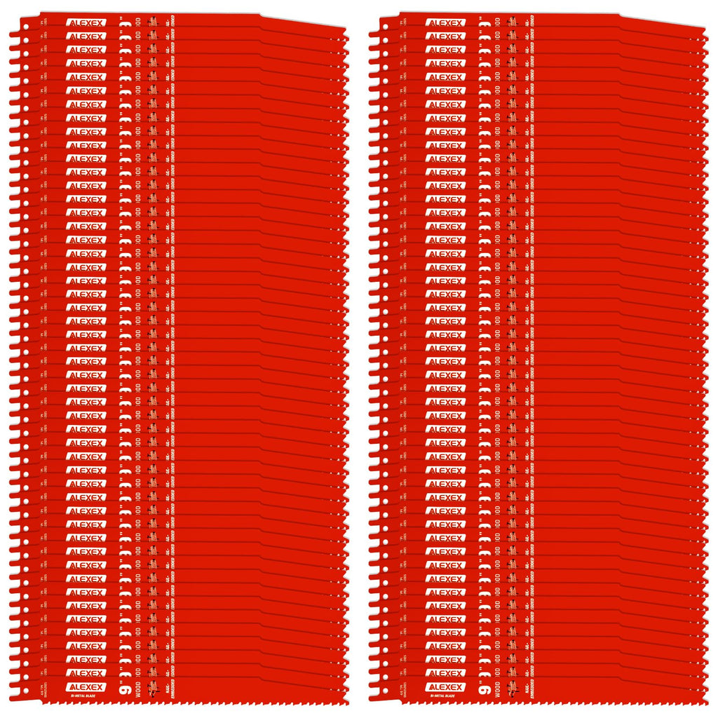 100 Pack 9 Inch 4/6 TPI Reciprocating Saw Blades for Wood and Nail-Embedded Wood Cutting, Bi-Metal Sawzall Blades for Cutting Nail and PVC Pallets etc, for Diablo Sawzall Blades