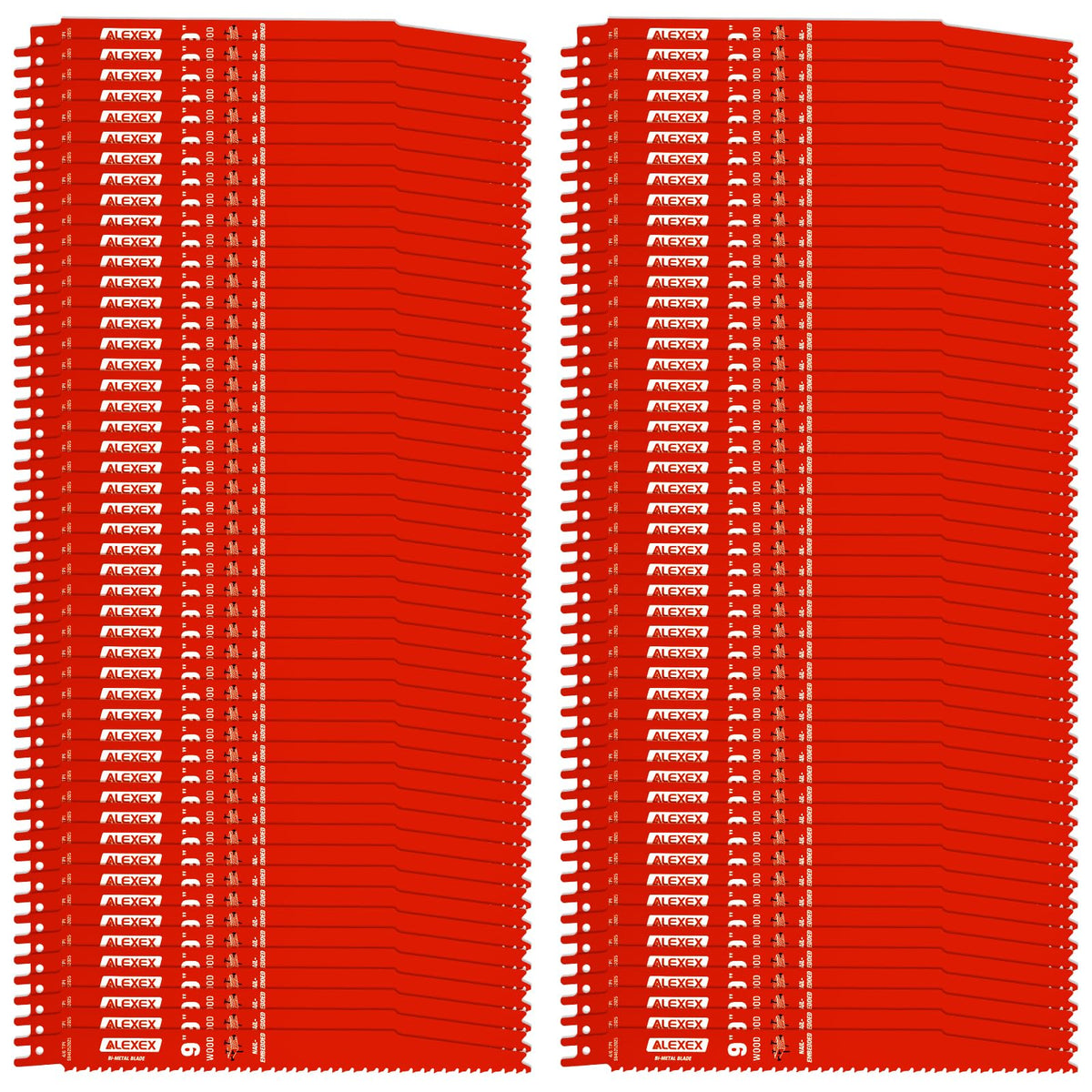100 Pack 9 Inch 4/6 TPI Reciprocating Saw Blades for Wood and Nail-Embedded Wood Cutting, Bi-Metal Sawzall Blades for Cutting Nail and PVC Pallets etc, for Diablo Sawzall Blades