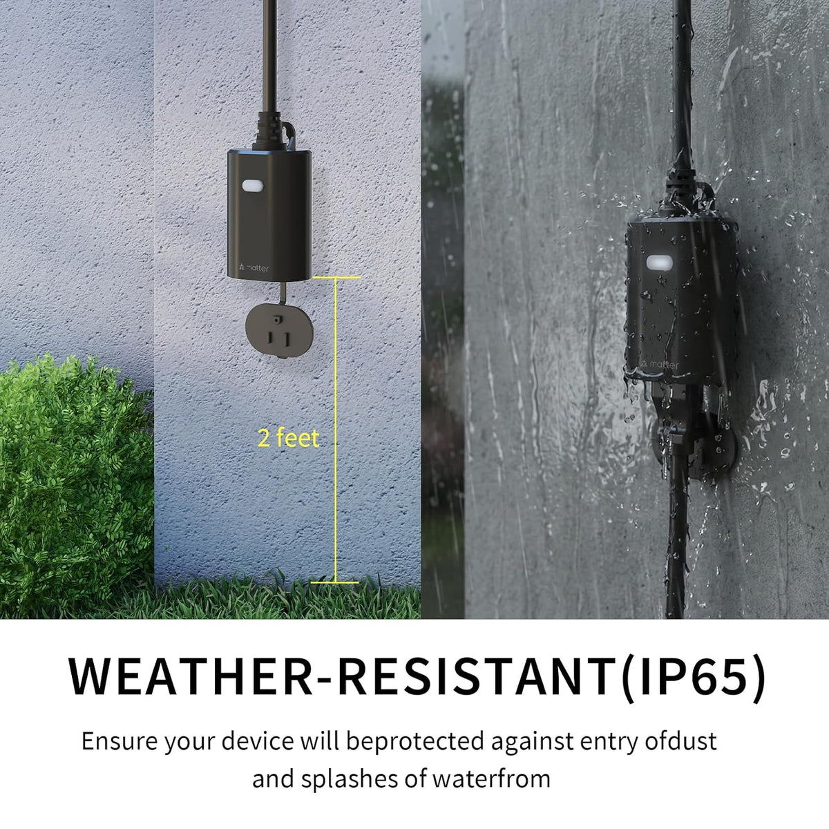 Outdoor Smart Plug, IP65, 2.4G WiFi Only, FCC Listed, 2 Pack