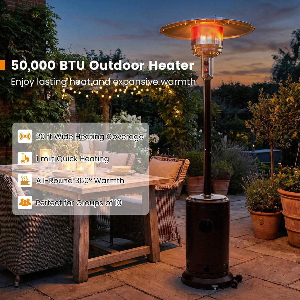50,000 BTU Propane Patio Heater with Easy Ignition, Bronze