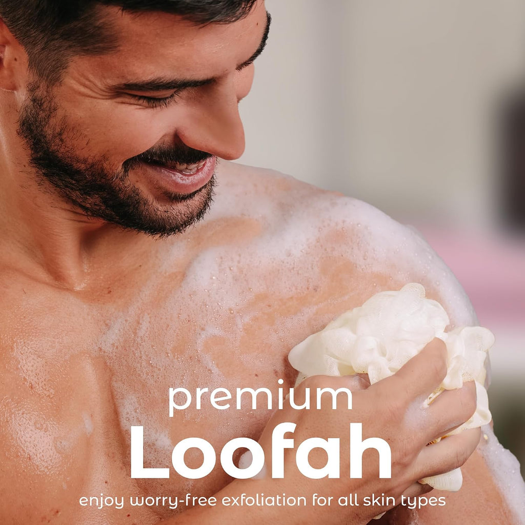 Seaweed Infused Bath Shower Loofah Sponge Pouf Body Wash Scrubber (Set of 3)
