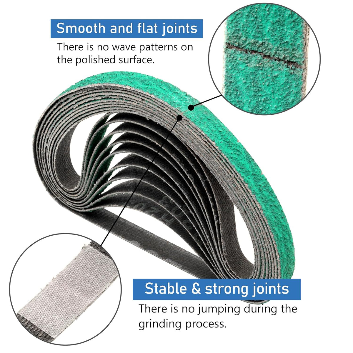 1/2 x 18 Inch Zirconia Sanding Belts 40 Grit for Band File Sander, 20-Pack