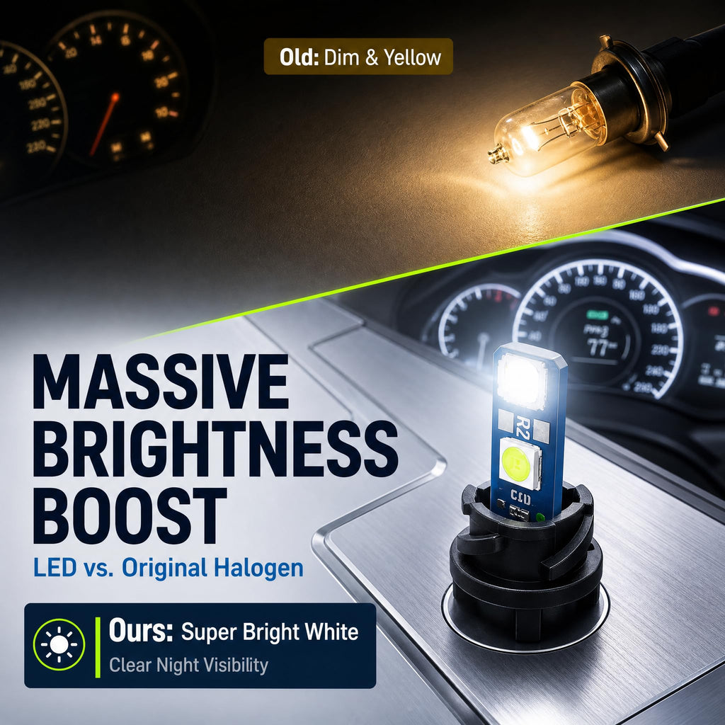 WomYoks 1 PC T5 Dashboard Light Bulb, 12V Super Bright LED with Twist-lock Socket, Instrument Cluster Replacement for Dash Gauges, Universal for Most Cars, Trucks, SUVs (White)