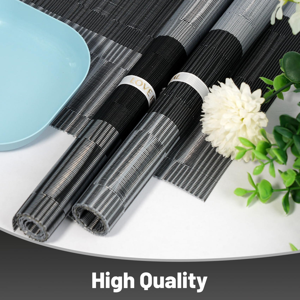 Placemats Set of 8，Non-Slip PVC Weave Table Mats Easy to Clean，Heat Resistant Place Mats for Kitchen Dining Table
