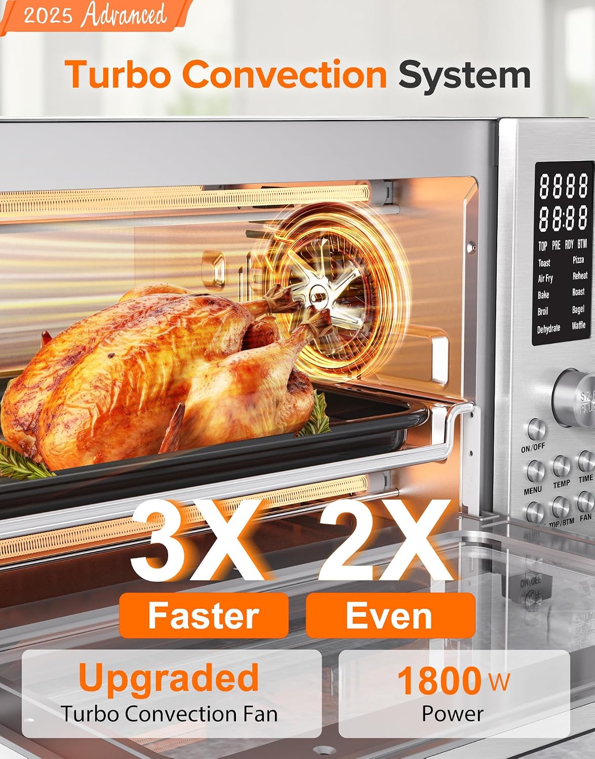 Bravo Pro Smart Air Fryer Toaster Oven Countertop Combo | 10-in-1 Cooking Functions, 1800W, 50-450°F, 21-Qt