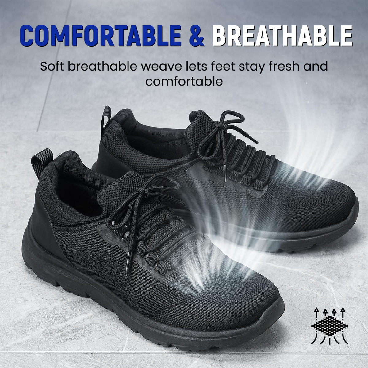 Work Shoes for Men Breathable Chef Shoes Black Sneakers Restaurant