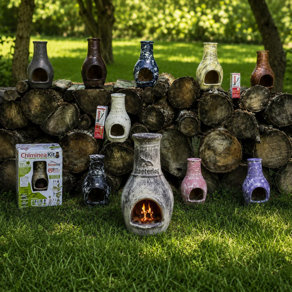 Skeeterlog Chiminea Kit - Clay Outdoor Firewood - Crab Apple
