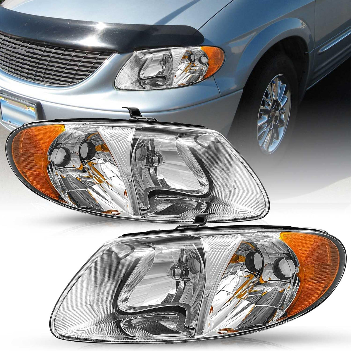 TUSDAR Compatible with 2001-2007 Dodge Caravan Headlight Assembly