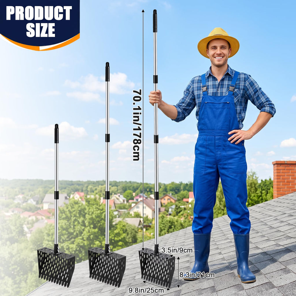Shingle Removal Tool 68.9 Inch Adjustable Roofing Shovel Long Reach Cleanup