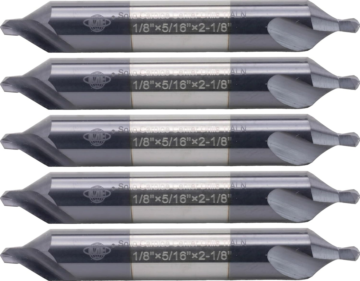 CME #4 Carbide Center Drills, TiAlN Coated, 5 pcs