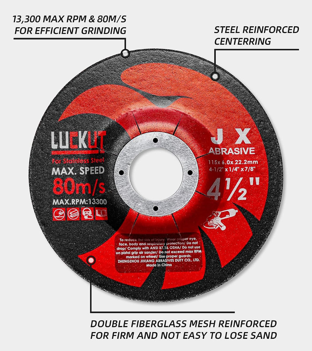 Grinding Wheels Grinding Discs 4-1/2'' x 1/4'' x 7/8'' Grinder Wheel Center Metal Aggressive Grinding for Angle Grinders-5 Pack