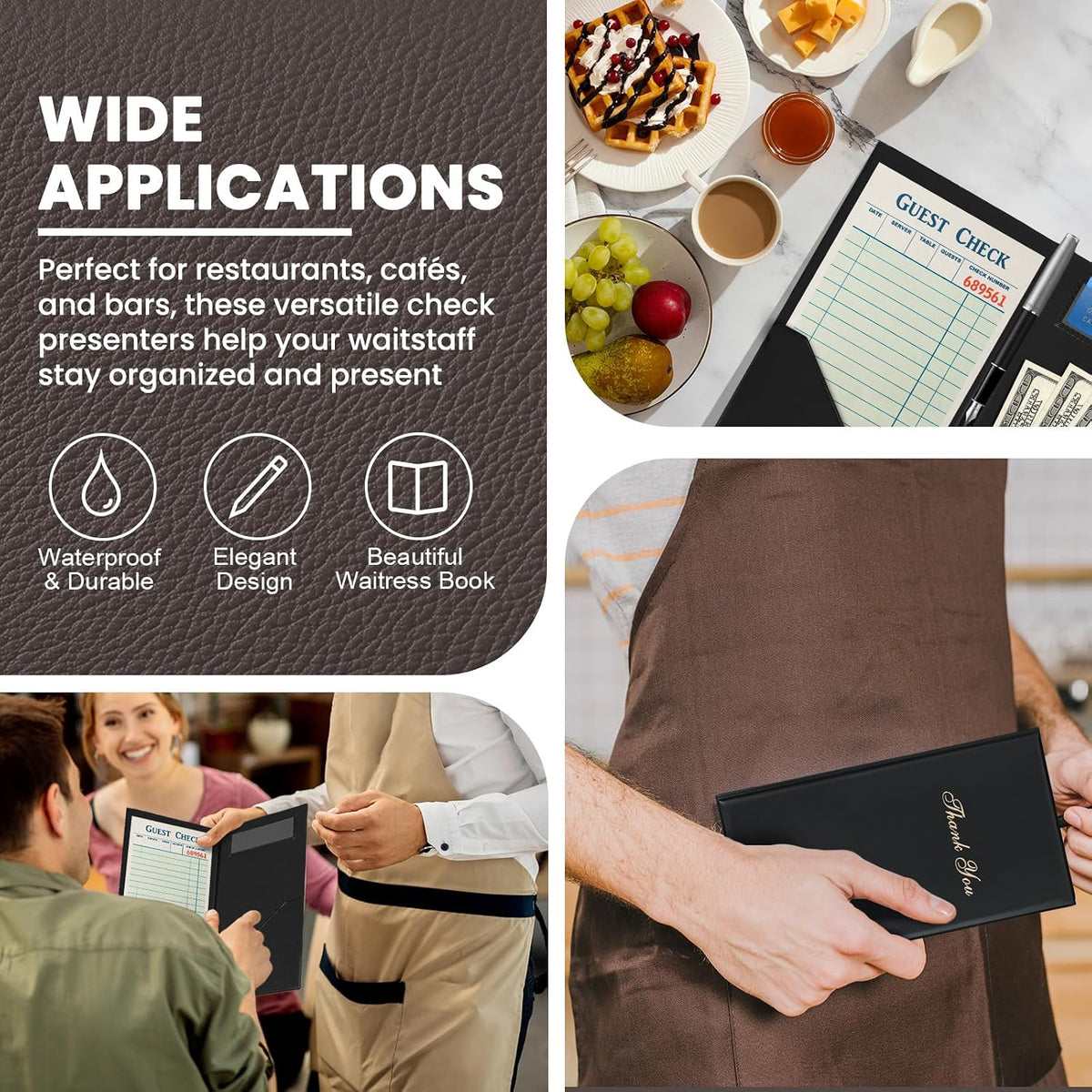 Restaurant Check Presenters, 10 Pack 9" x 5" Guest Check Card Holder