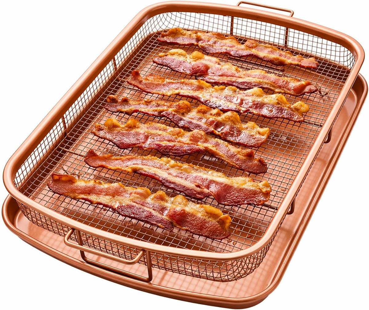 Air Fryer Basket for Oven - 16.5” x 12.5” | Oven Air Fry Tray for Fries, Wings & Bacon, Non Stick Ceramic Coating