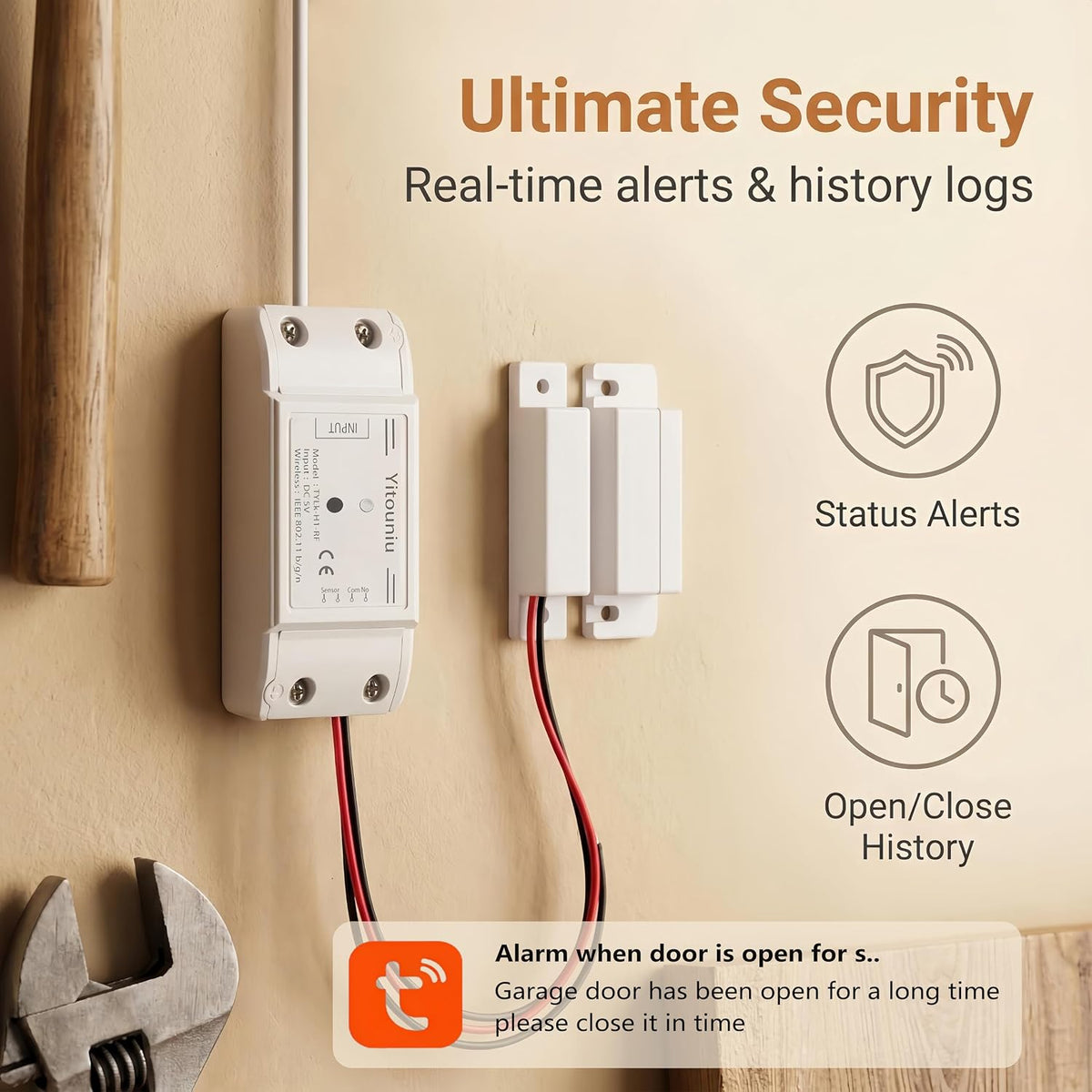 Tuya Smart WiFi 5V garage door opener controller Garage Open Close Monitor,wireless APP Remote Control Magnetic Door