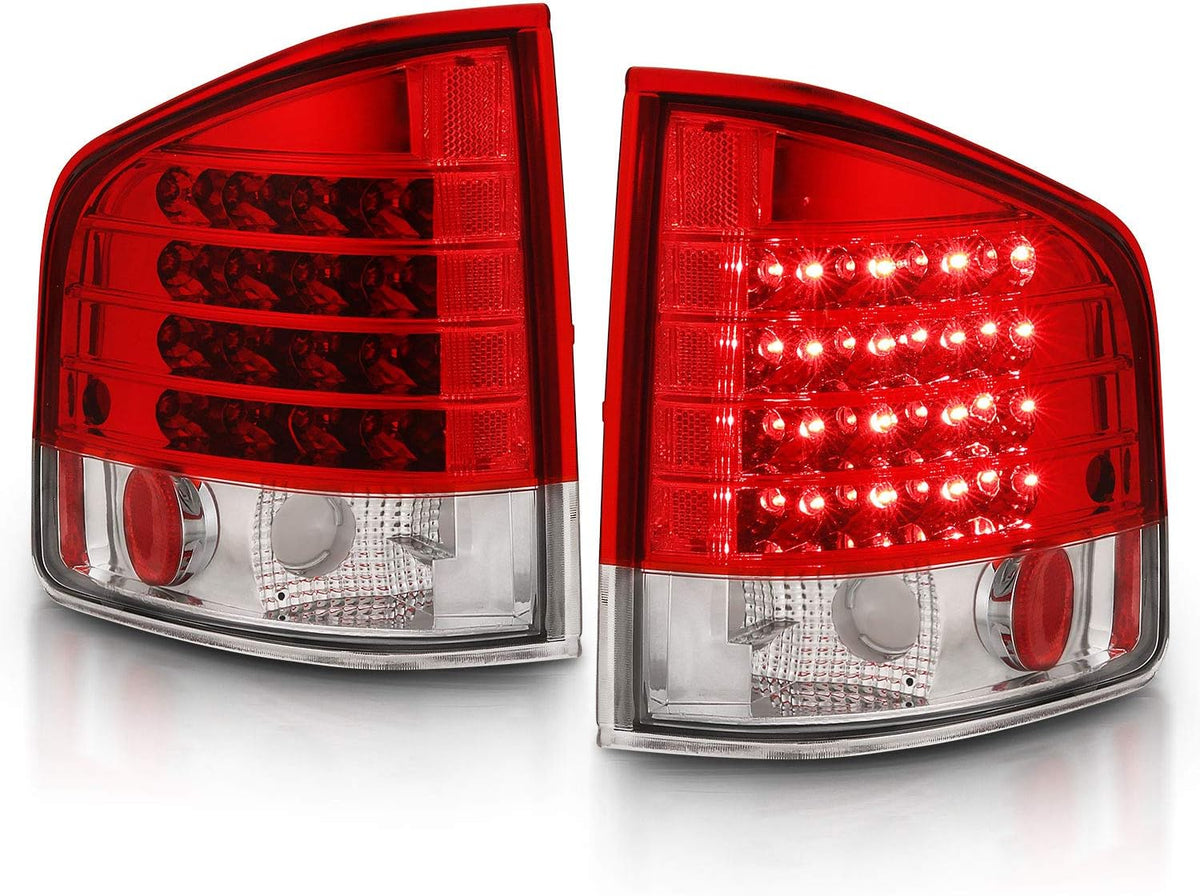 AmeriLite Red/Clear LED Replacement Brake Tail Lights Set For Chevy S-10 / G.M.C Sonoma - Passenger and Driver Side