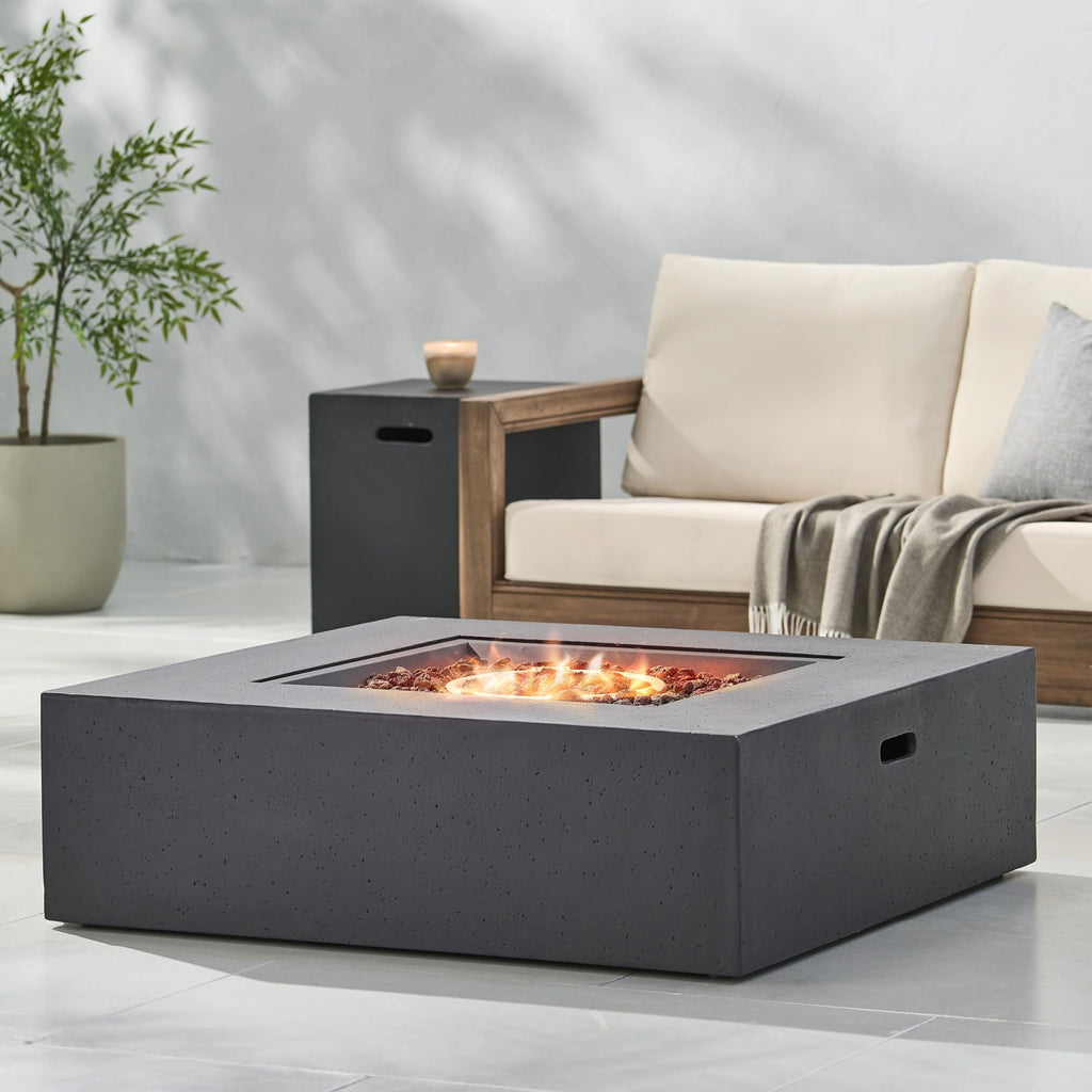 Propane Fire Pit Table 2-Pieces, 40 Inch Firepits for Outside, Square Gas Fire Pit for Outside Patio, Propane Fire