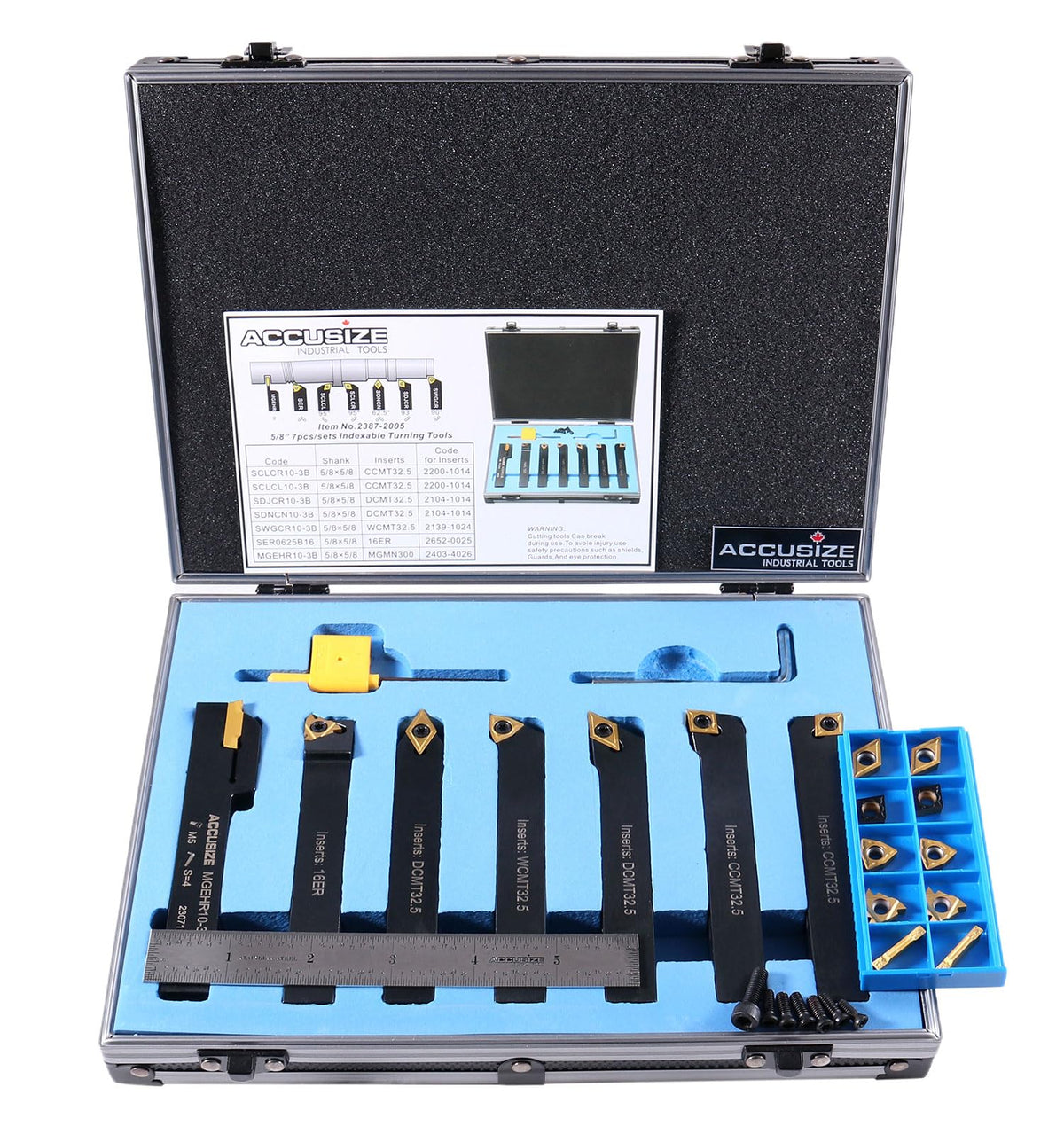 Accusize 5/8 in Shank Indexable Carbide Turning Tool Set, 2387-2005PLUS