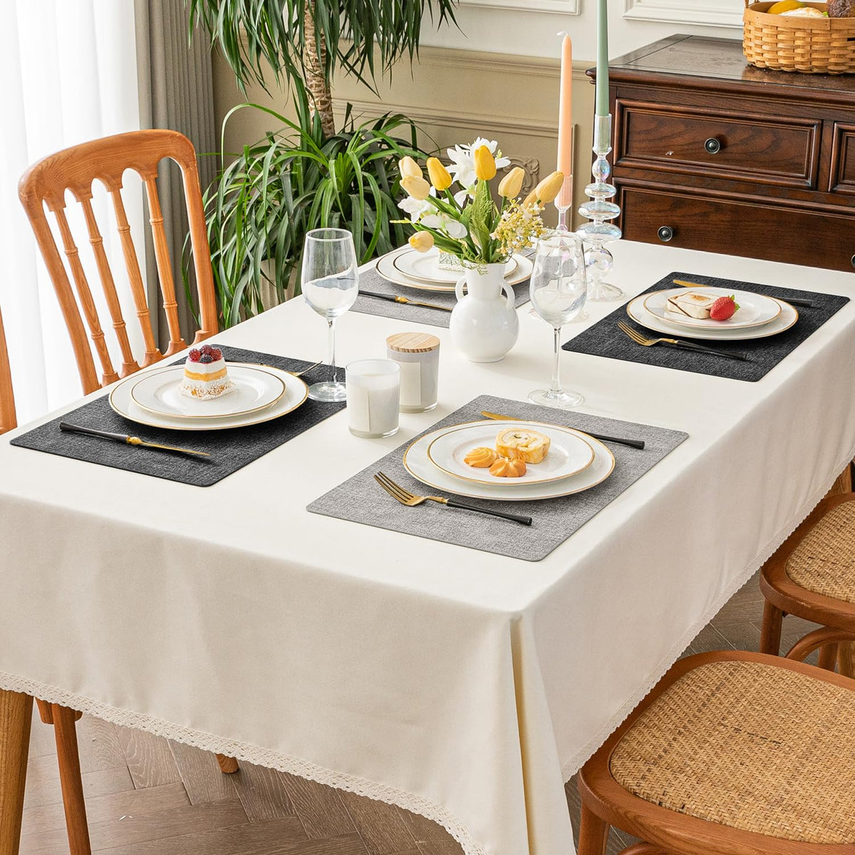 Placemats Set of 6, Reversible Faux Leather Wipeable Table Mats