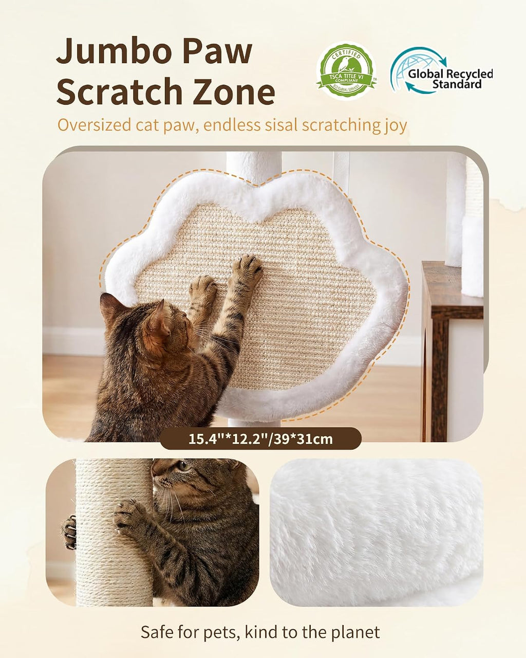 Cat Tree with Litter Box Enclosure, Modern 64" Hidden Tower HCT105SR