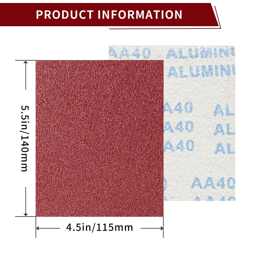 55 Pcs 1/4 Sheet Sandpaper,4-1/2 x 5-1/2 Inch 40 60 80 120 180 240 Grit