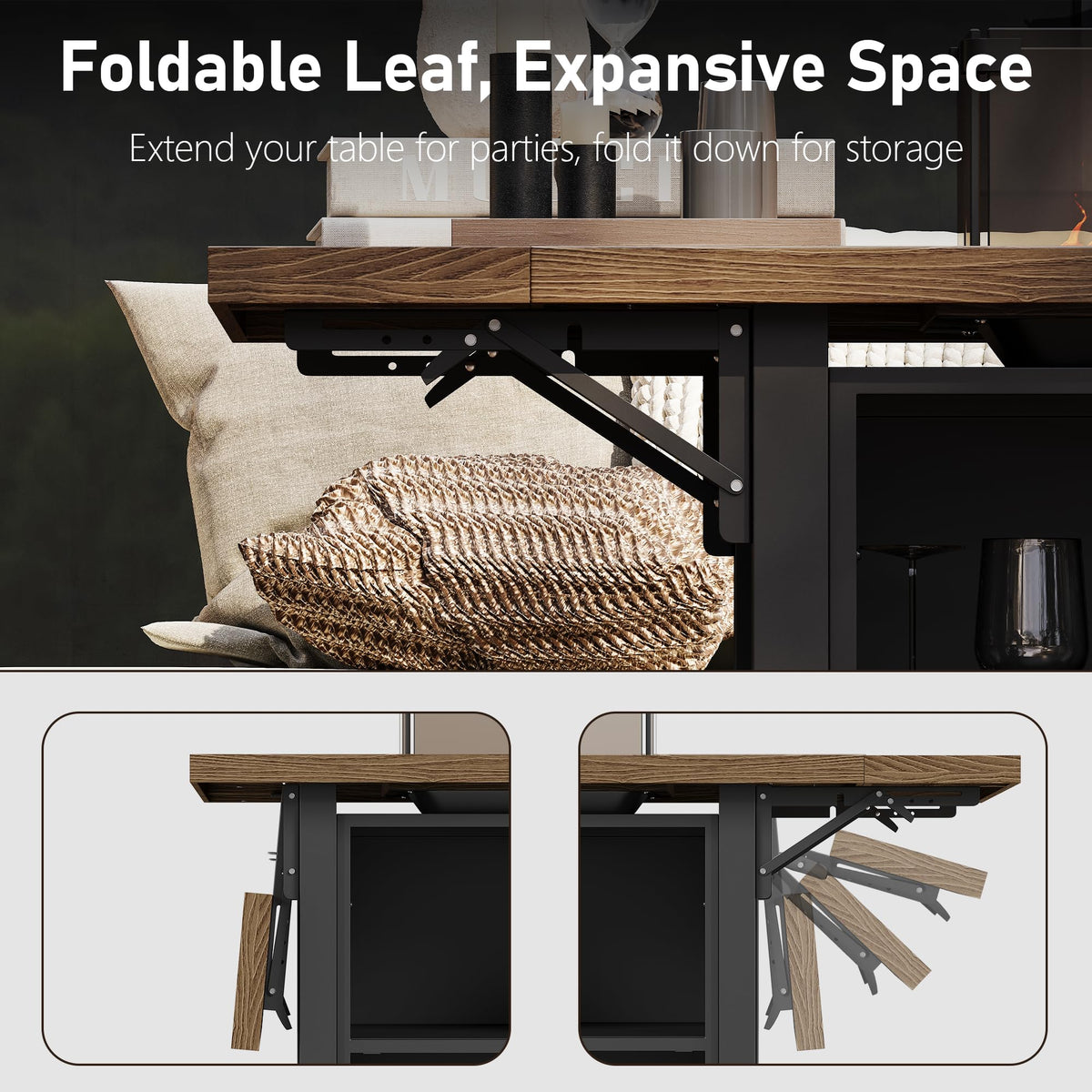 55" Propane Fire Pit Table,50000btu Gas Fire Pit Table with Brown Windshield & Lava Rock,2 in 1 Foldable Expansion