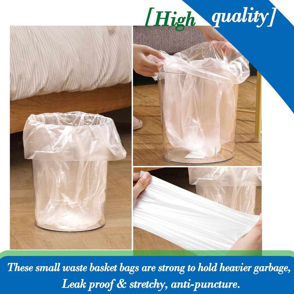 6-7 Gallon 90 pcs Small Clear Trash Bags Strong Clear Garbage Bags, Bathroom Trash Can Bin Liners, Plastic Bags for