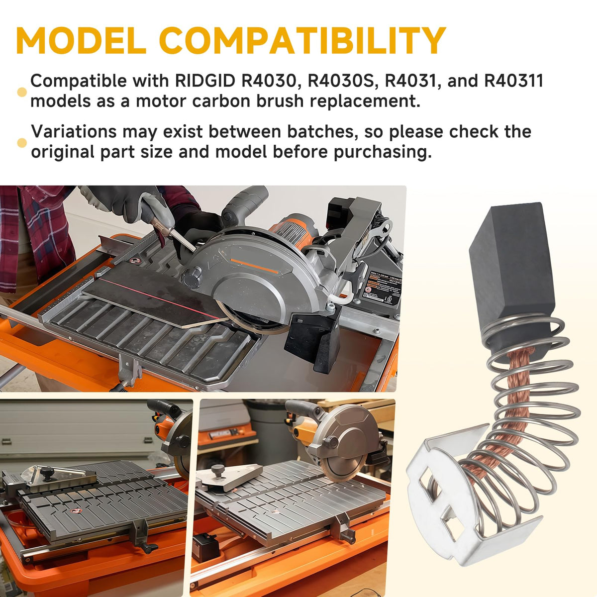 291131002 Carbon Brush Assembly Compatible with RIDGID R4030/R4030S, 2-Pack