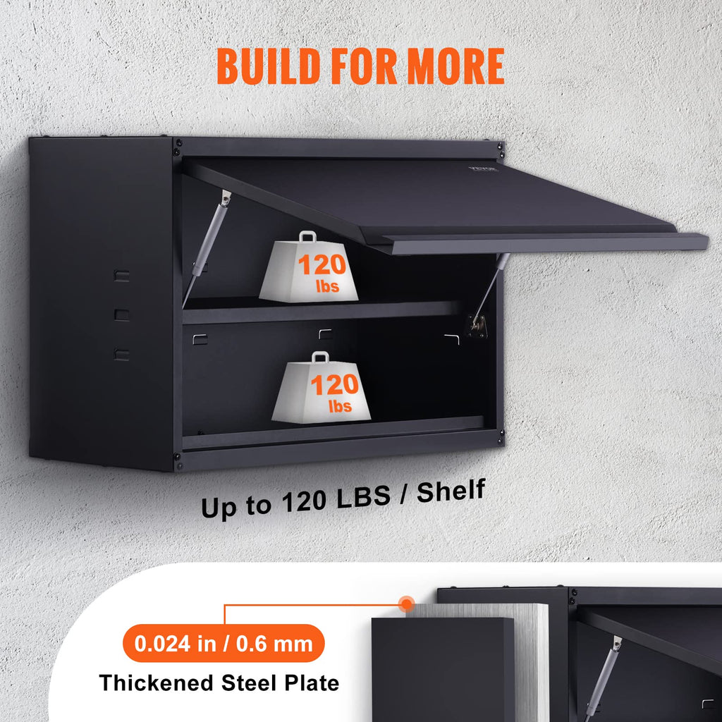 Metal Storage Cabinet, 120lbs Load Capacity per Shelf, 20'' Tall Wall-Mounted Powder-Coating Steel Garage Cabinet