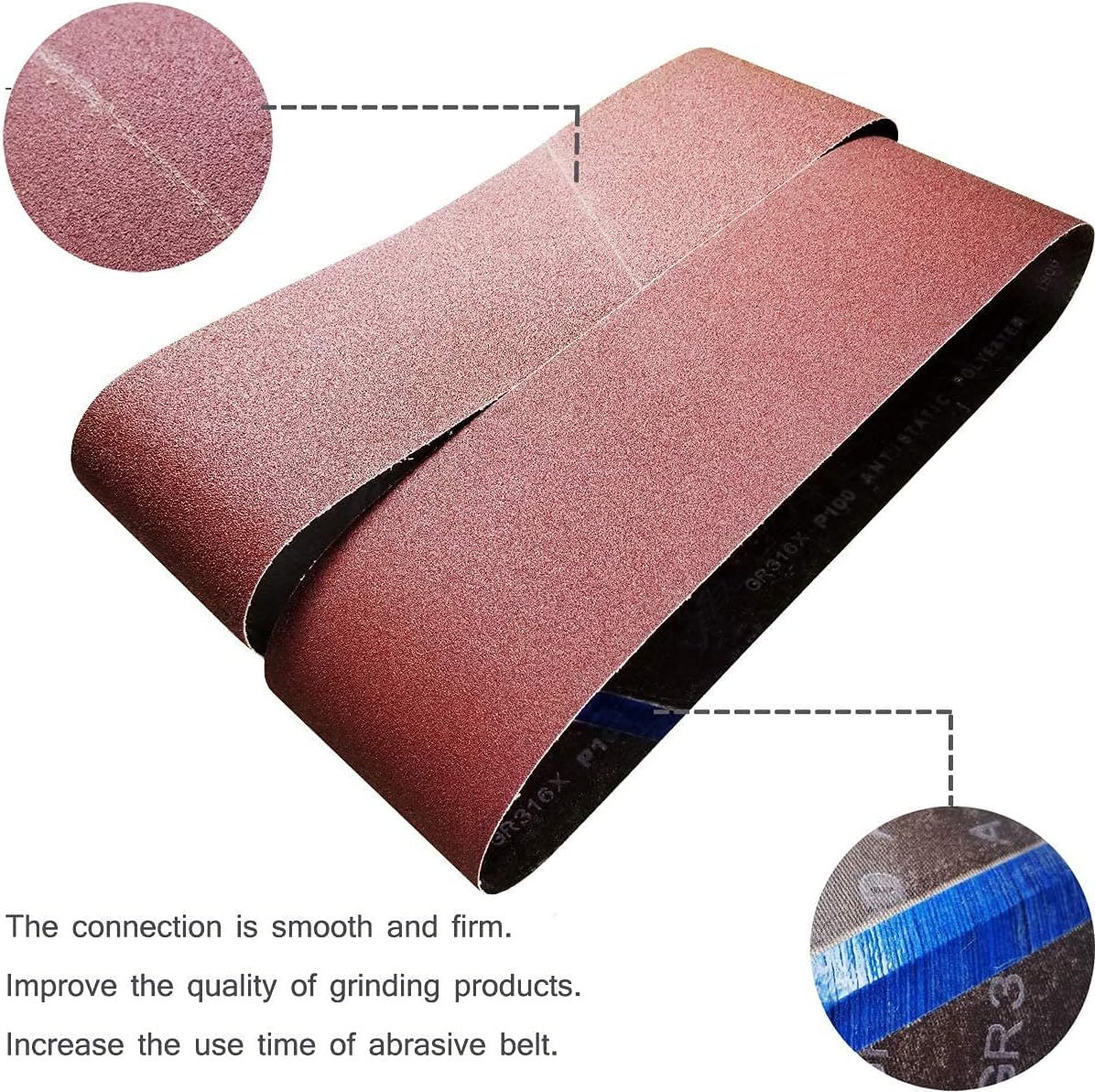 6 x 48-Inch Sanding Belts for Belt Sander 6x48, 40 80 120 240 Grit, 8 Pack