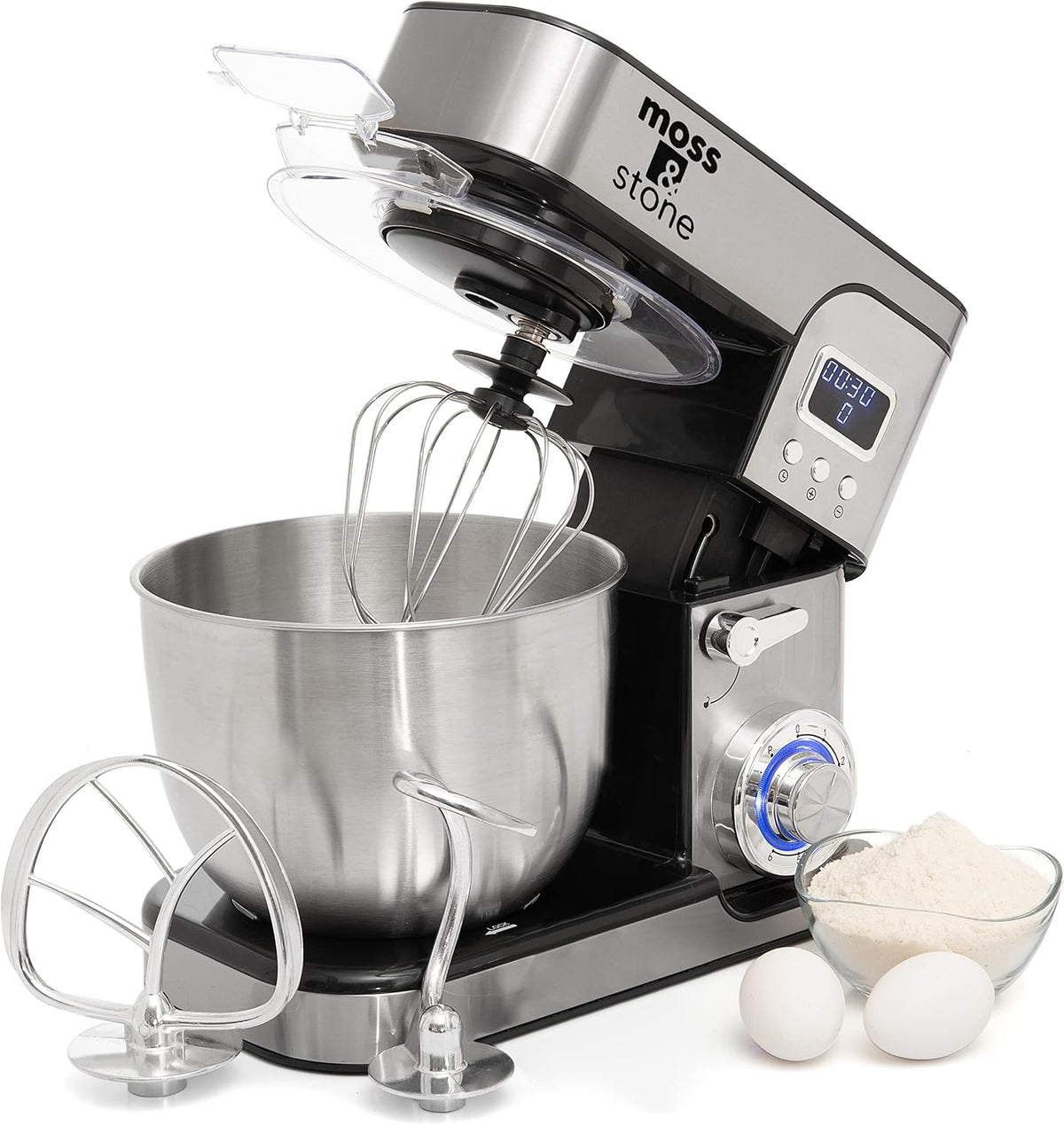 Stand Mixer With Lcd Display, 6 Speed Electric Mixer With 5.5 Quart Stainless Steel Mixing Bowl, Kitchen Mixer With