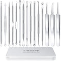 Pimple Popper Tool Kit, IUMAKEVP 15 PCS Professional Stainless Steel Blackhead Remover Comedone Extractor Tools for
