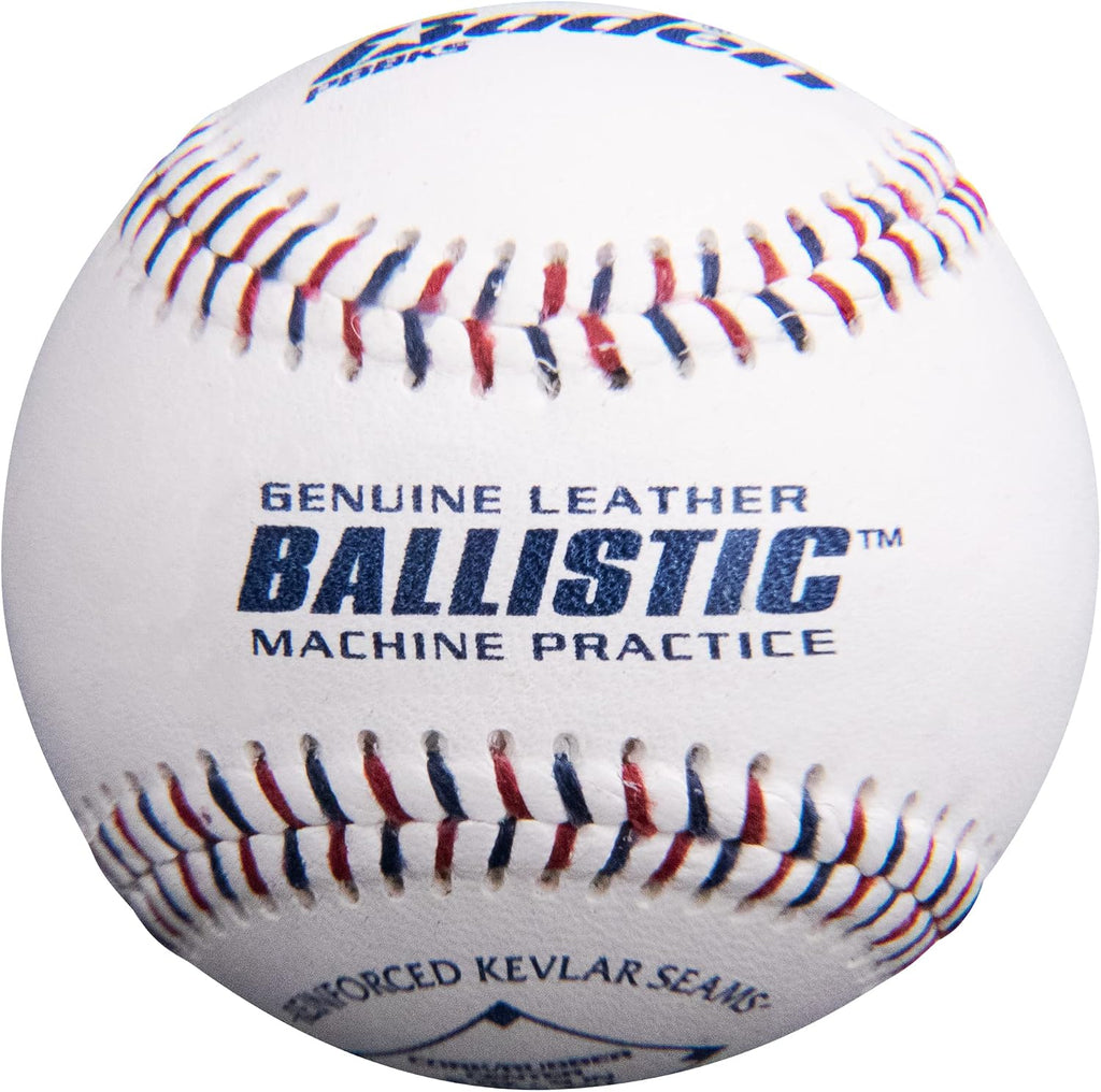 Ballistic Leather Pitching Machine Baseballs | Durable Leather Construction for Consistent Performance, 12-Pack