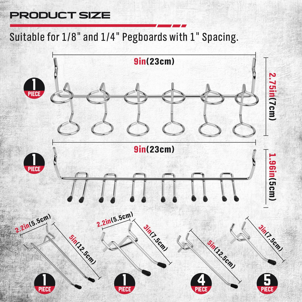 Ultimate 121-Piece Pegboard Hooks Set, Pegboard Accessories with Metal Hooks, Durable Peg Board Organizer