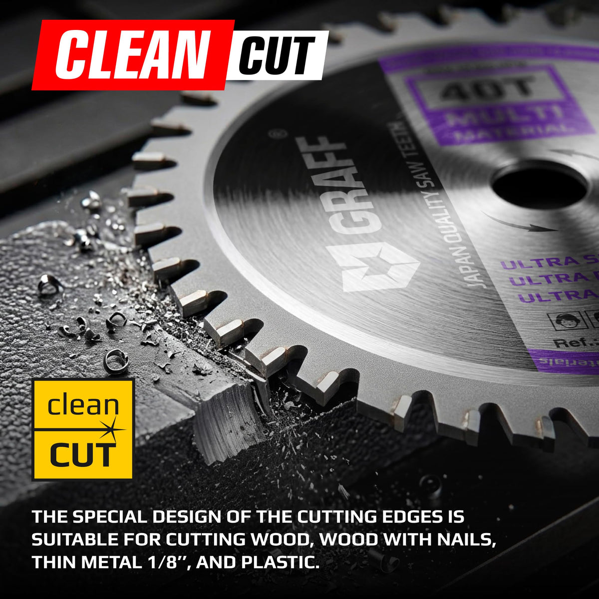 GRAFF 4-1/2 Inch Circular Saw Blade with 3/8 Inch Arbor - 40-Teeth Grinder Saw Blade for Aluminium, Metal, Wood, Plywood, Drywall, Plastic - Wood Cutting Blade for Angle Grinder