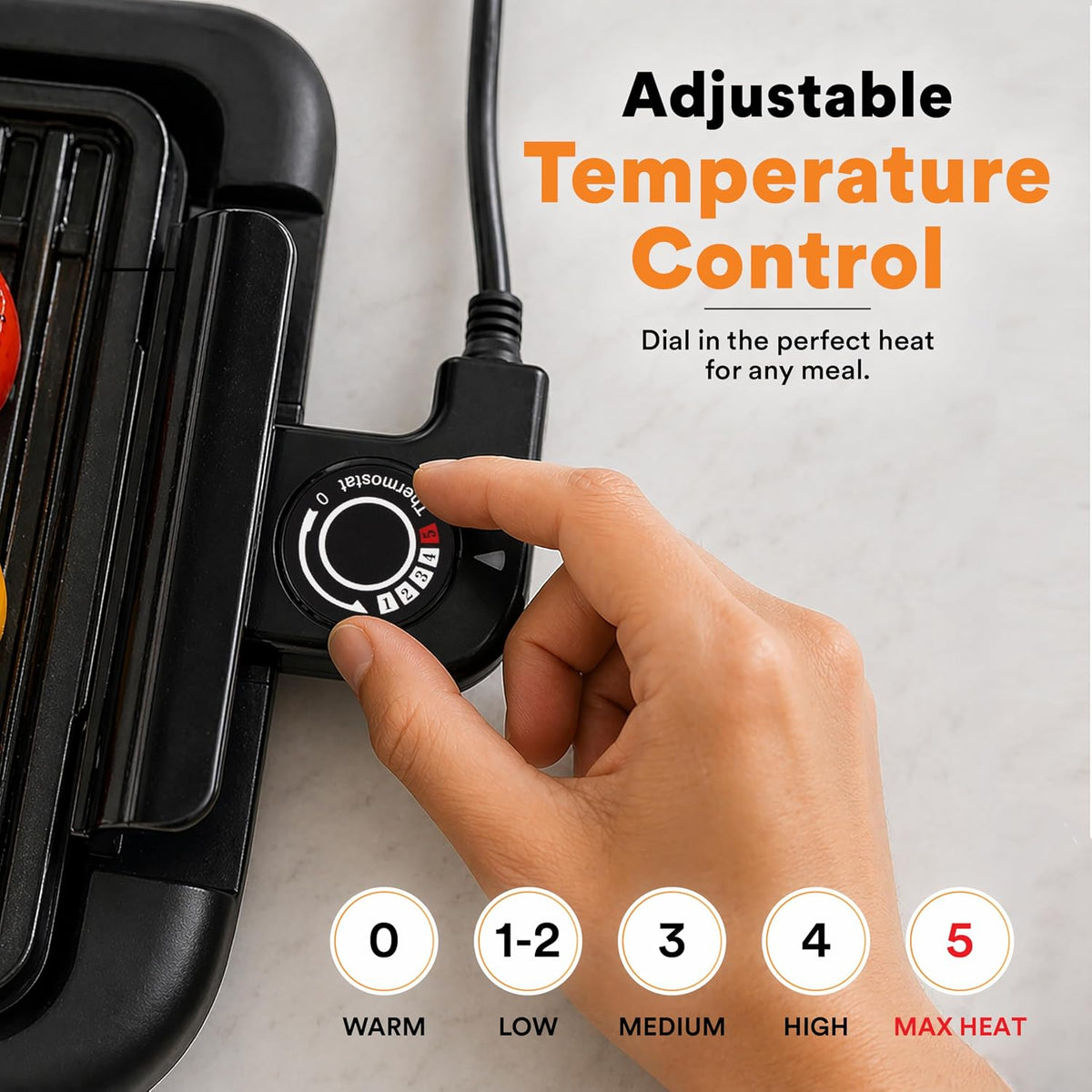 Top Chef Smokeless Indoor Grill with 15x10-Inch Nonstick Grilling Surface, Adjustable Temperature Control, 1200W Fast