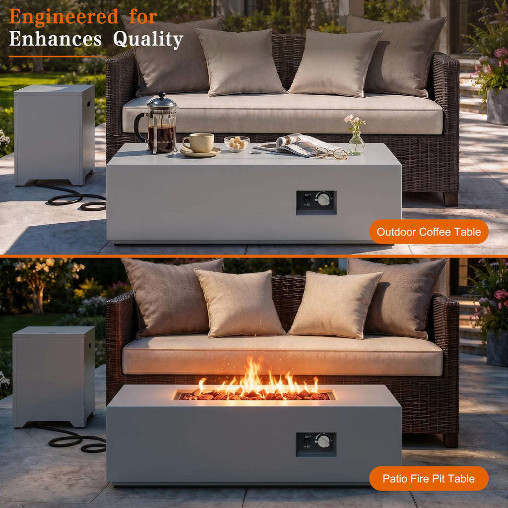43" Propane Fire Pit Table for Outside Patio, Grey