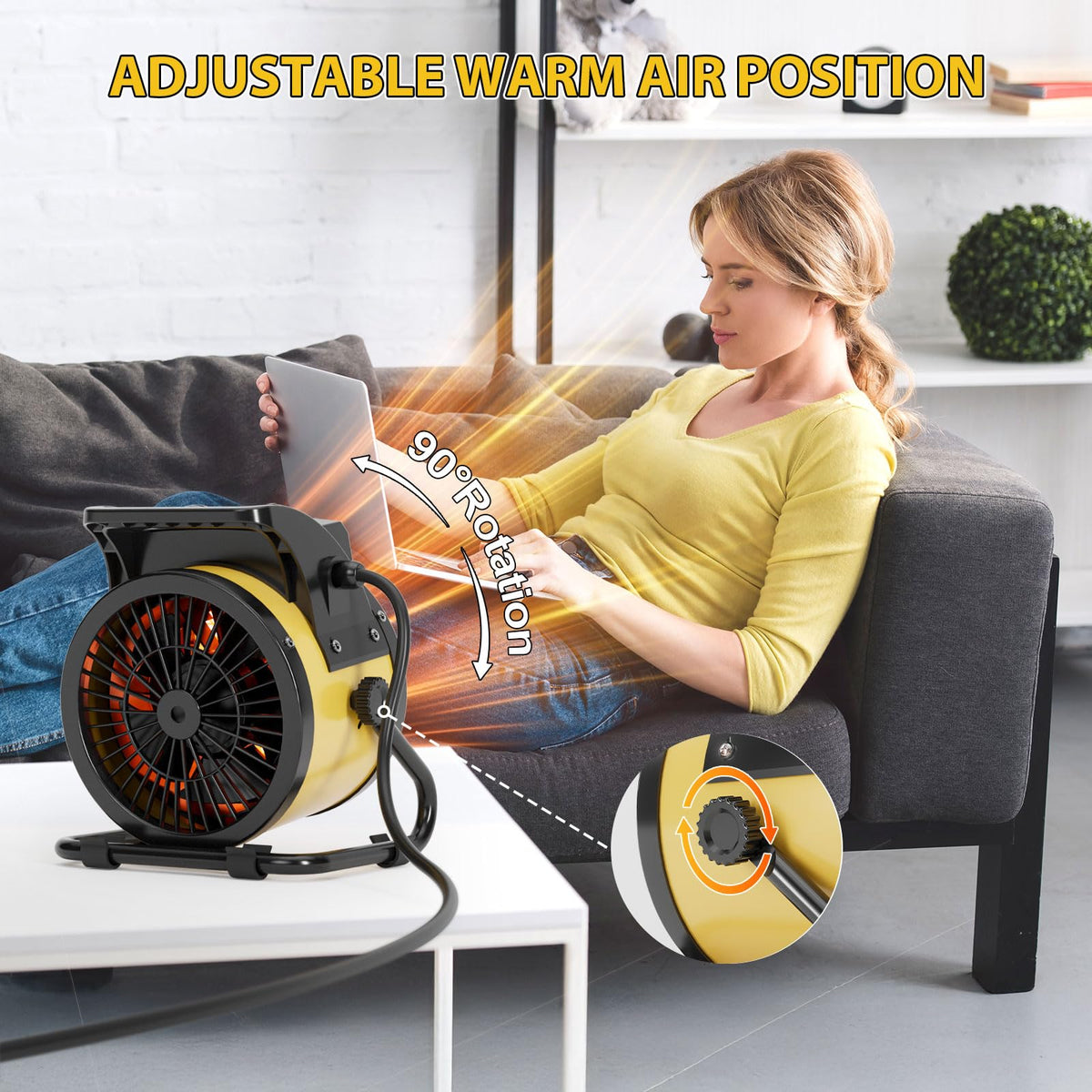 Outdoor Heater for Patio, 1500W Electirc Greenhouse Heater, Yellow