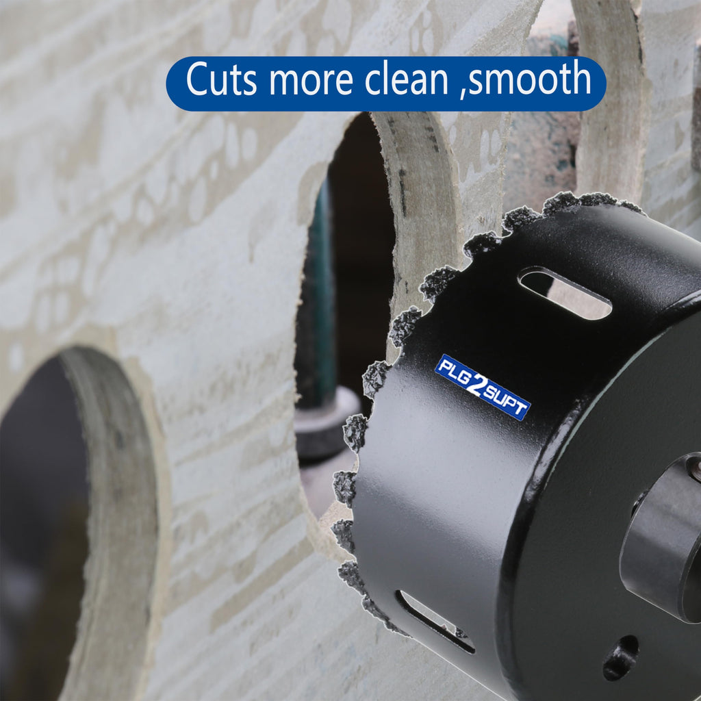 PLG2SUPT 4-1/2 inch Carbide Grit Hole Saw Cutter for Hardy Plank Air Brick Stucco Drywall Fiber Cement siding Backer Board Plasterboard