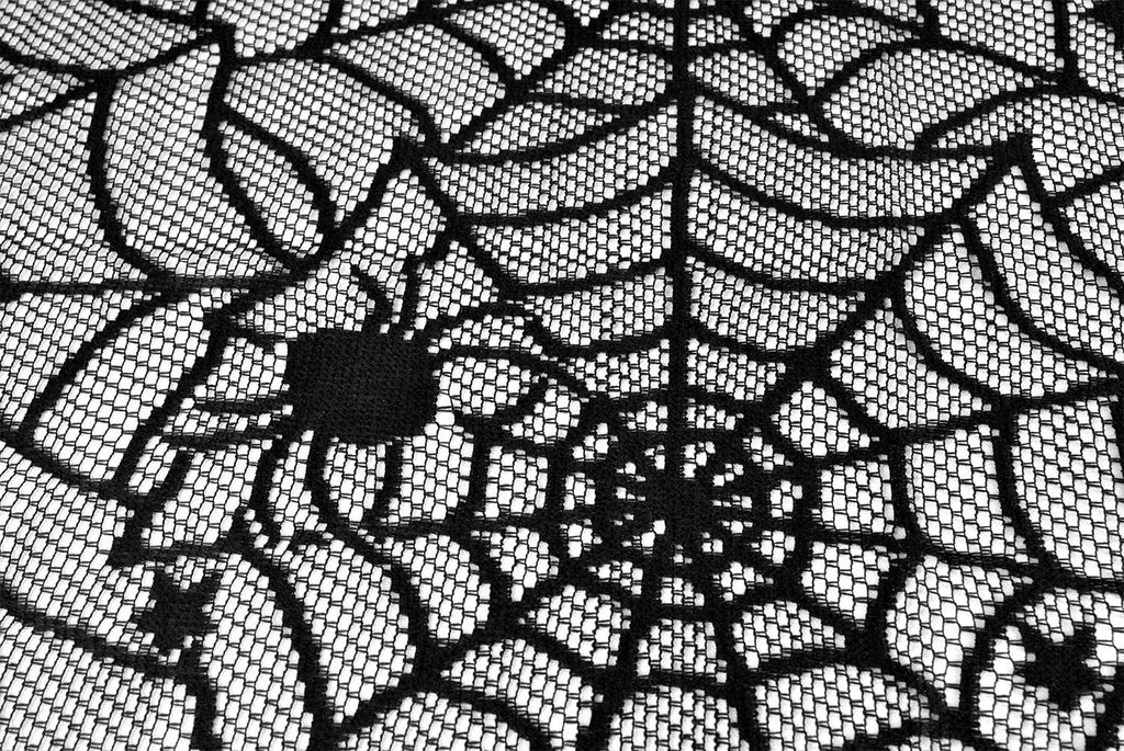 Black Lace Overlay Tabletop Collection Gothic Halloween Decor, Tablecloth, 54x72, Spider Web