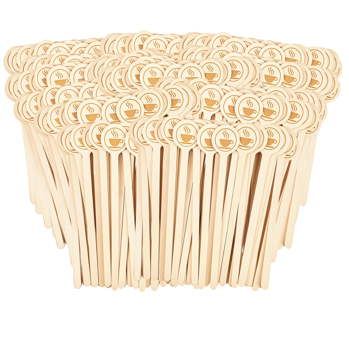 Wooden Coffee Stirrers 500-Pack Coffee Stir Sticks 5.9 Inch Natural Birch Stir Sticks with Round Ends, Disposable