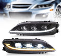 VLAND Led Headlights Compatible with Ma-z-da6 M6 (GG1) S/I Ma-z-daspeed Sedan Hatchback Wagon 2003-2008 w/Amber Sequential Turn Signal w/Dynamic Animation Passenger&Driver Sides