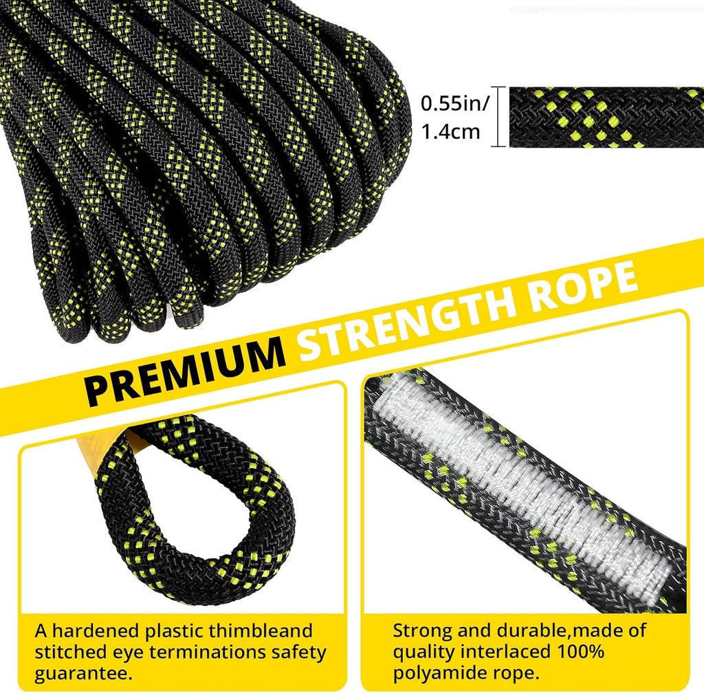 TRSMIMA Rope Harness Safety Lanyard：100ft Roofing Rope Fall Protection