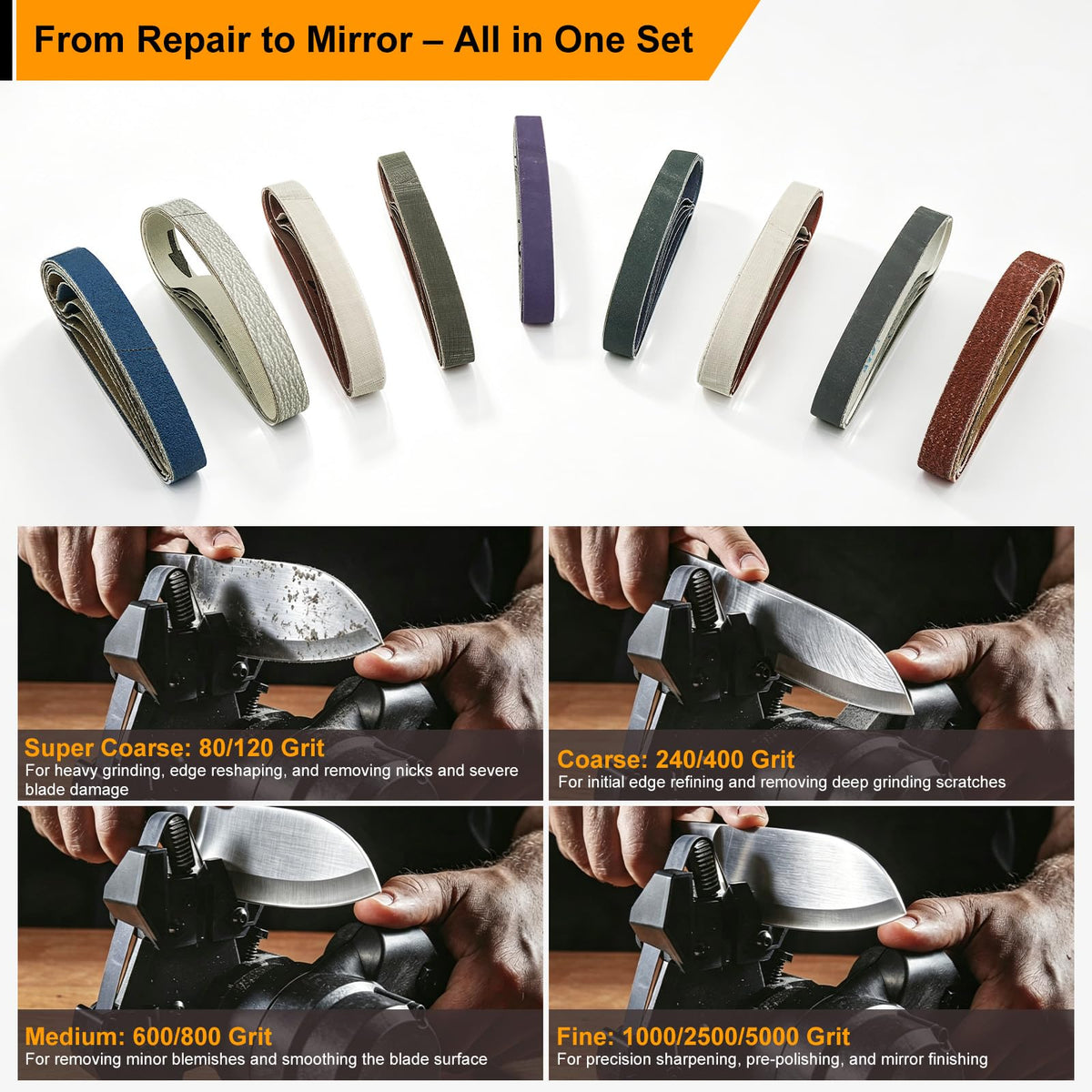 Symmu 45pcs 1/2" x 12" Replacement Sanding Belt Kit for Knife Sharpener