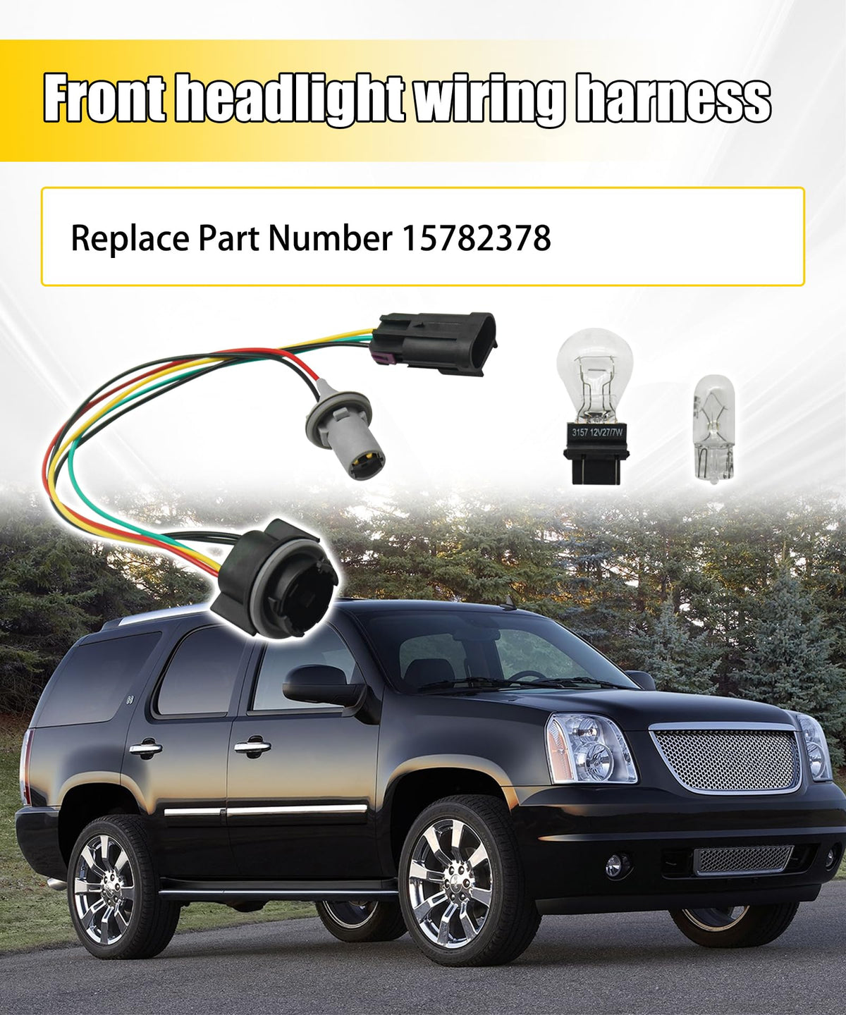 15782378 Front Headlight Wiring Harness Fits for 2007-2014 GMC Yukon
