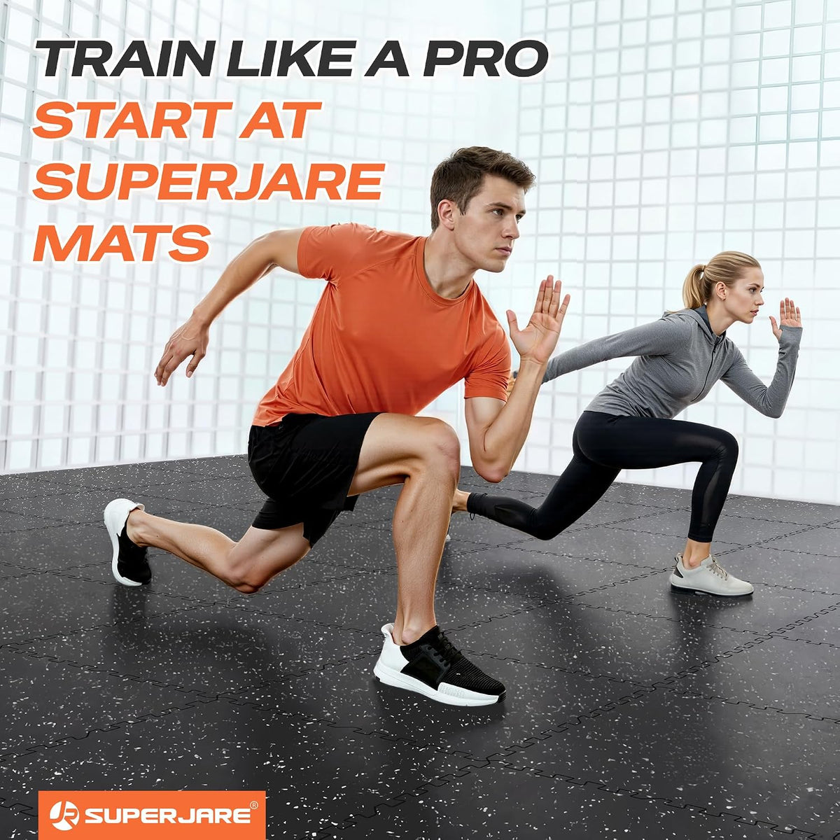 0.56'' Thick 24 Pcs 96 Sq Ft Rubber Top Exercise Equipment Mats, High Density EVA Foam Mats with Rubber Top