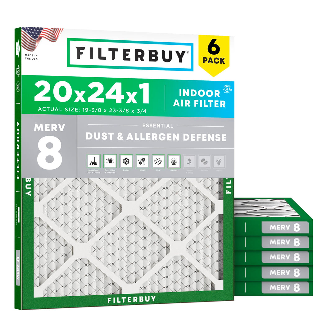 20x24x1 Air Filter MERV 8 Dust & Allergy Defense (6-Pack)