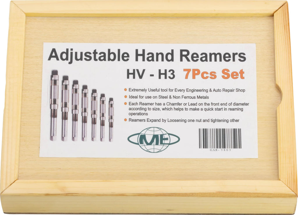 CME 7 pc Adjustable Hand Reamer Set, 1/4" to 15/32" Reamer Sizes