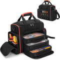 Tool Bag with 3 Removable Cases, 2 Layers Tool Tote for Hand Tools, Black with Red Binding