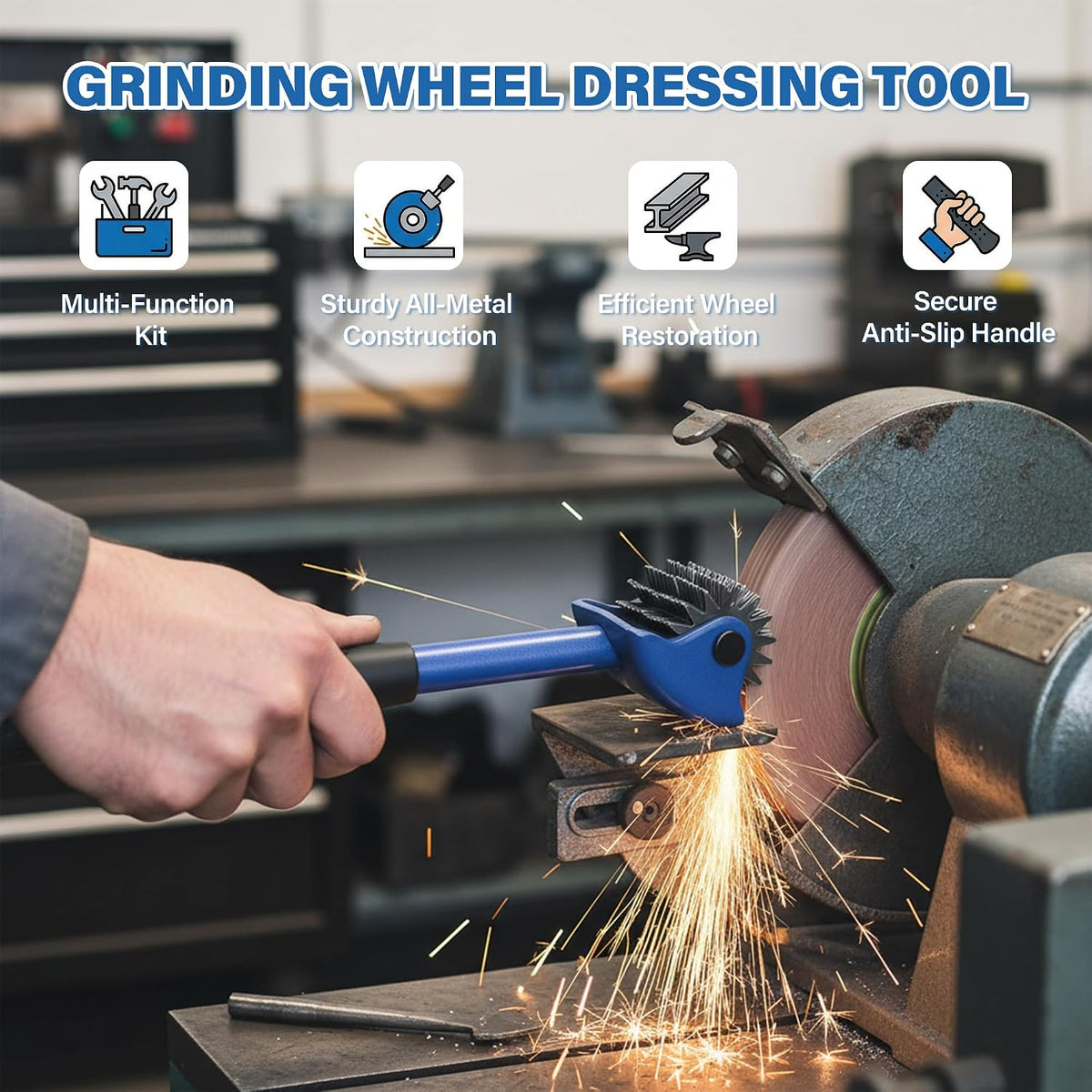 Grinding Wheel Dressing Tool with 25 Star Blades for Bench Grinder